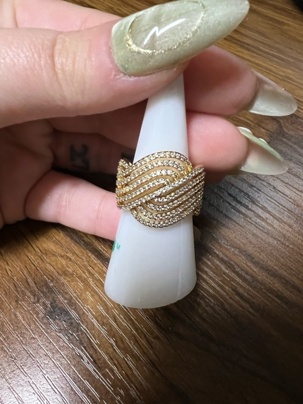 Gold Pave Wave Statement Ring - Women Jewelry